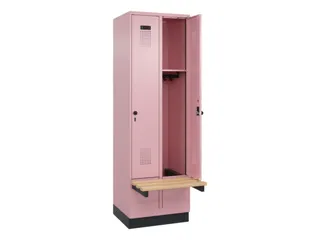 locker met bank,HxBxD 1950x600x815mm,2vak,vak B 300mm,draaigrendel - 1