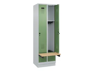 locker met bank,HxBxD 1950x600x815mm,2vak,vak B 300mm,draaigrendel - 1
