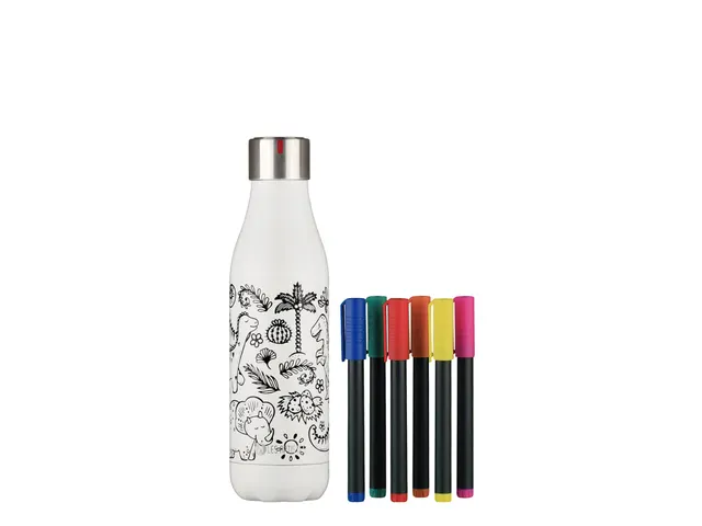 Thermosfles Les Artistes Paris 500ml DIY creatieve set Dino incl 6 mar
