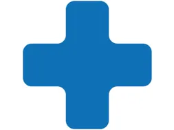 plaksymbool,plus,markering HxB 150x150mm,polycarbonaat,blauw
