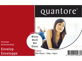 Envelop Quantore voor visitekaartjes 90x140mm 95gr wit 50st. - 2