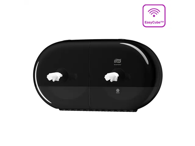 Tork T9 SmartOne Twin Mini Toiletpapier Dispenser Elevation Zwart