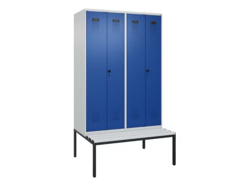 PBM-locker met bank,HxBxD 2120x1200x815mm,4vak,vak B 300mm