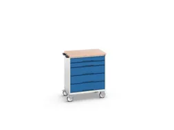 gereedschapswagen 980x800x600mm multiplexblad 5 laden RAL7035+RAL5010