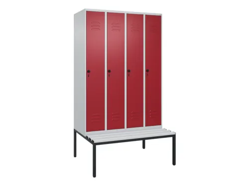 locker met bank,HxBxD 2120x1200x815mm,4vak,vak B 300mm,draaigrendel