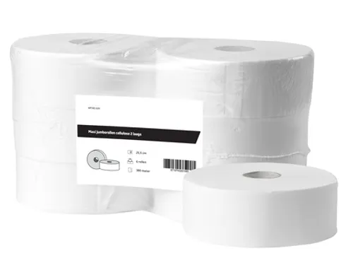 Toiletpapier Maxi jumborollen cellulose 2-laags Wit FSC 6 Rol