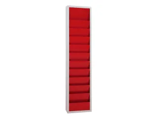 orderplanner,10vakken,HxBxD 1278x315x74mm,plank(en) plaatstaal,rood - 2
