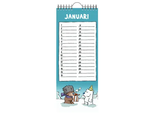 Verjaardagskalender Lannoo Ritstier 130x325 blauw
