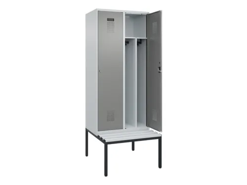 locker met bank,voor scheiding van kleding,HxBxD 2120x800x815mm,2vak