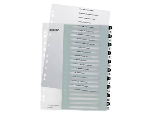 WOW printbare index, 20 tabs, zwart-wit