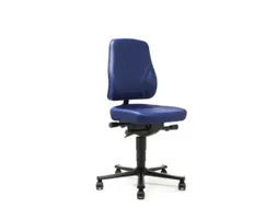 Werkplaatsstoel,zitting kunstleer blauw