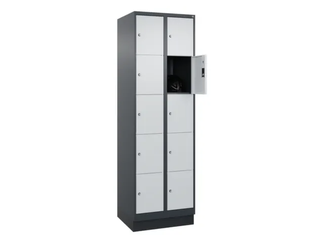 lockerkast,HxBxD 1950x600x500mm,2x5vakken,vak B 300mm,cil.-slot,sokkel