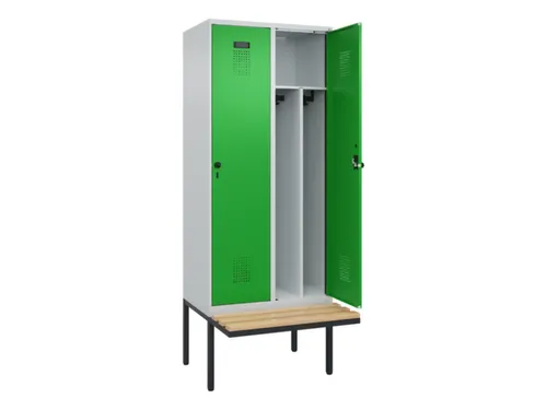 locker met bank,voor scheiding van kleding,HxBxD 2120x800x815mm,2vak