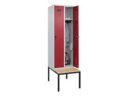 locker met bank,HxBxD 2120x600x815mm,2vak,vak B 300mm,draaigrendel