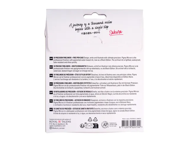 Fineliner Sakura Pigma Micron Black Edition set à 10 breedtes + grati