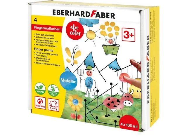 Vingerverfset Eberhard Faber metallic set 4 x 100ml assorti