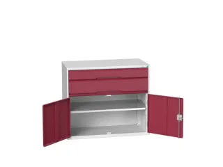 ladekast HxBxD 900x1050x550mm 2laden 2deuren RAL7035 front RAL3004 - 1
