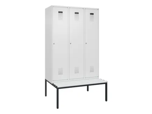 locker met bank,HxBxD 2120x1200x815mm,3vak,vak B 400mm,cilinderslot