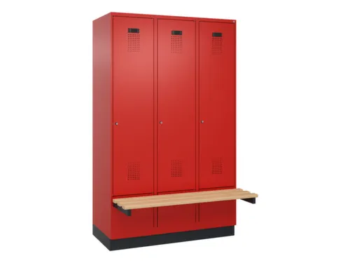 locker met bank,HxBxD 1950x1200x815mm,3vak,vak B 400mm,cilinderslot