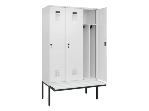 locker met bank,voor scheiding van kleding,HxBxD 2120x1200x815mm,3vak