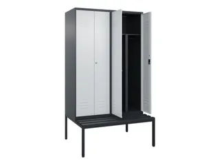 PBM-locker met bank,HxBxD 2120x1200x815mm,4vak,vak B 300mm,cil.-slot - 2