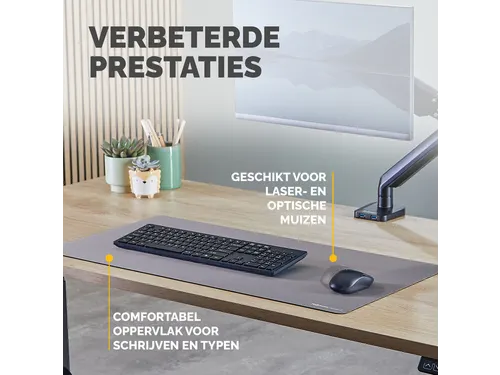 Bureau-onderlegger Fellowes Breyta grijs 80x40cm
