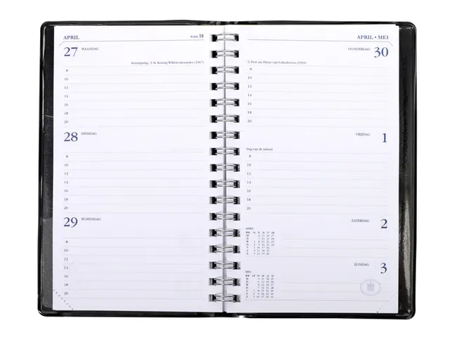 Agenda 2026 Ryam Memoplan 7 Suprema ringplastic 7dagen/2pagina's zwart