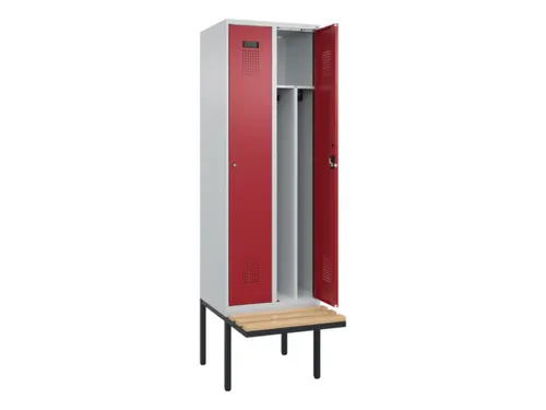 locker met bank,voor scheiding van kleding,HxBxD 2120x600x815mm,2vak