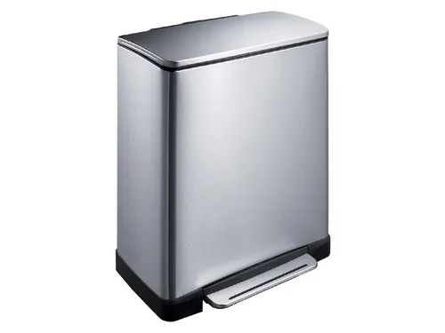 Afvalbak pedaalemmer RVS mat rechthoekig 18 Liter + 28 Liter
