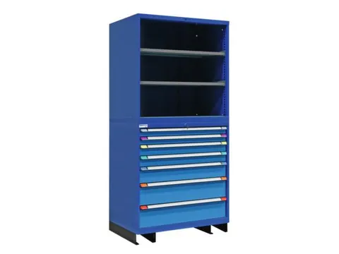 combikast,HxBxD 2100x1005x695mm,7lade(n),key lock,2xStalen bodem