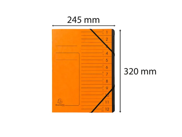 Trieur agrafé avec élastiques intérieur noir 12 compartiments - A4