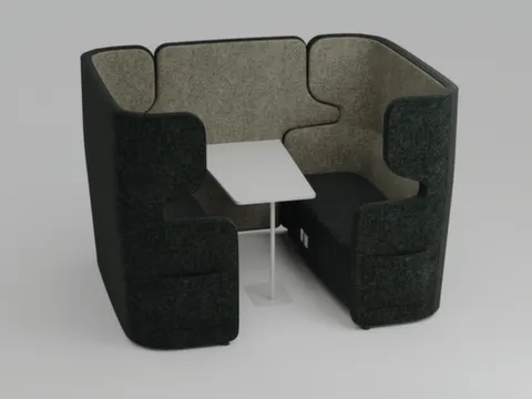 Zitgroep 2Banken Tafel 4-Zits Geluidabsorberend Stof Antraciet/grijs