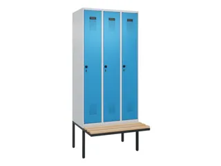 locker met bank,voor scheiding van kleding,HxBxD 2120x900x815mm,3vak - 2