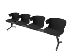 Wachtkamerbank 4Zittingen Kunststof Kuipen Zwart Frame Antraciet