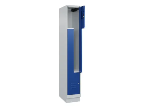 Z-garderobekast,HxBxD 1950x300x500mm,vak B 150/300mm,cil.-slot,sokkel