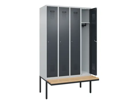 locker met bank,HxBxD 2120x1200x815mm,4vak,vak B 300mm,cilinderslot
