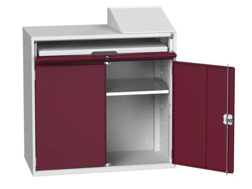 pc-kast 1130x1050x550mm toetsenbordblad RAL7035 + RAL3004