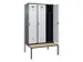 locker met bank,voor scheiding van kleding,HxBxD 2120x1200x815mm,3vak