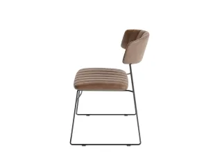 Stapelstoel Sledeframe Zwart met Kunstleer zitting Cognac - 2