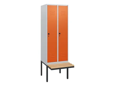 locker met bank,HxBxD 1950x600x815mm,2vak,vak B 300mm,draaigrendel