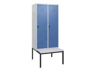 locker met bank,HxBxD 1950x800x815mm,2vak,vak B 400mm,draaigrendel - 1