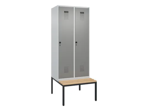 locker met bank,HxBxD 2120x800x815mm,2vak,vak B 400mm,draaigrendel