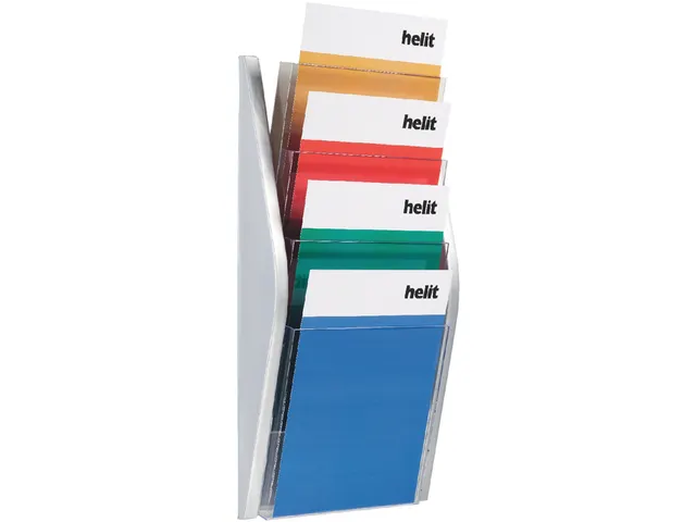 Folderhouder Helit wand 4x A4 zilver