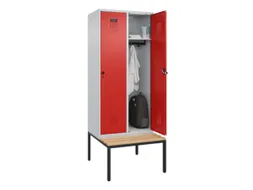 locker met bank,HxBxD 2120x800x815mm,2vak,vak B 400mm,draaigrendel