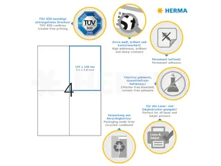 HERMA 4627 Premium Adresetiketten A4 105x148mm (A6) Wit 800 stuks - 4