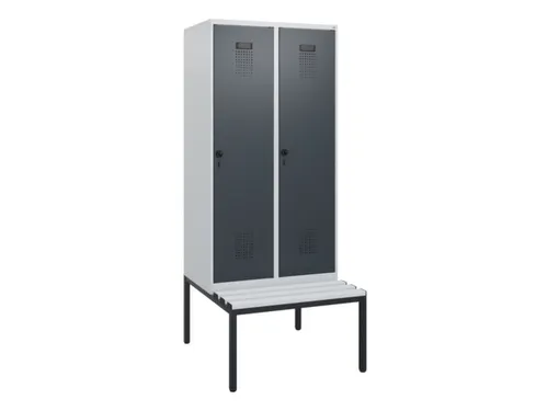 locker met bank,HxBxD 1950x800x815mm,2vak,vak B 400mm,draaigrendel