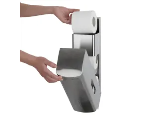 toiletpapierdispenser,HxBxD 377x117x130mm,v. 3rol(len),behuizing RVS - 7