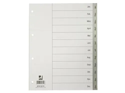 Tabbladen Jan-Dec Met Indexblad A4 Grijs
