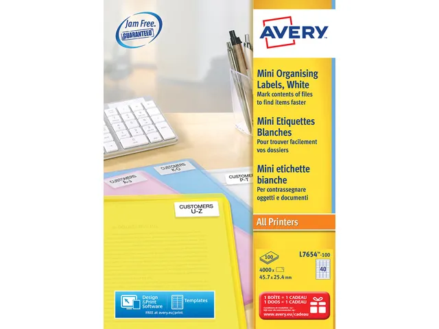 Etiquette laser Avery 45,7x25,4mm blanche 100 feuilles, 40 éts. par f