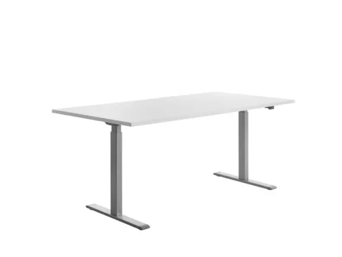 Elektrisch ihv bureau,HxBxD 700-1200x1800x800mm,blad wit,T-voet grijs